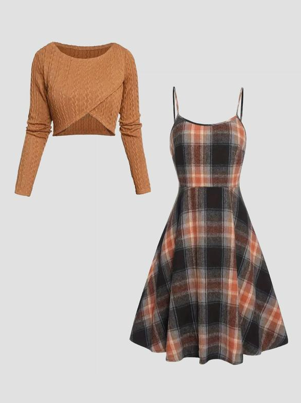 Laria Plaid Layered Set