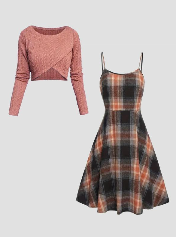 Laria Plaid Layered Set