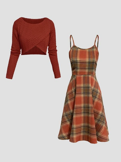 Laria Plaid Layered Set