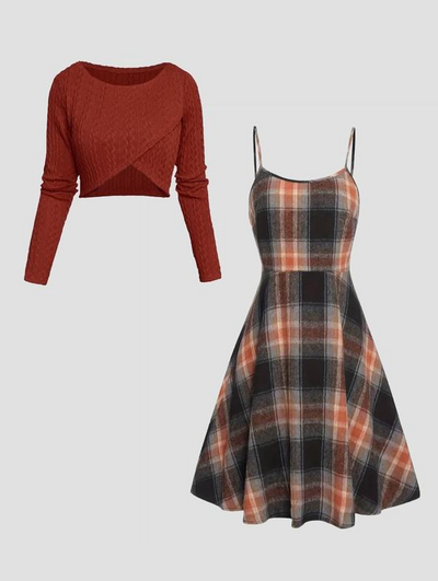 Laria Plaid Layered Set