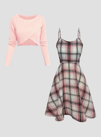 Laria Plaid Layered Set