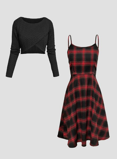 Laria Plaid Layered Set