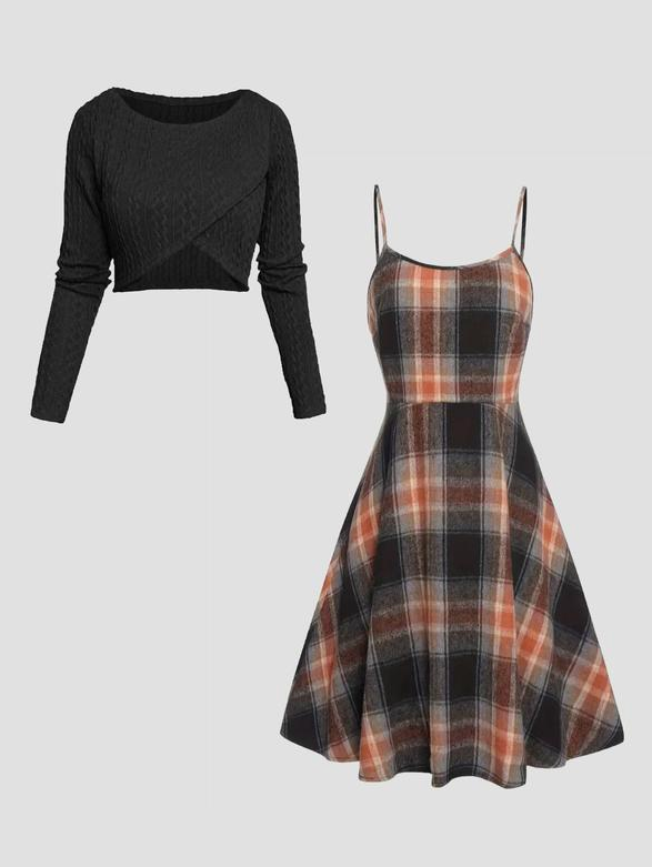 Laria Plaid Layered Set