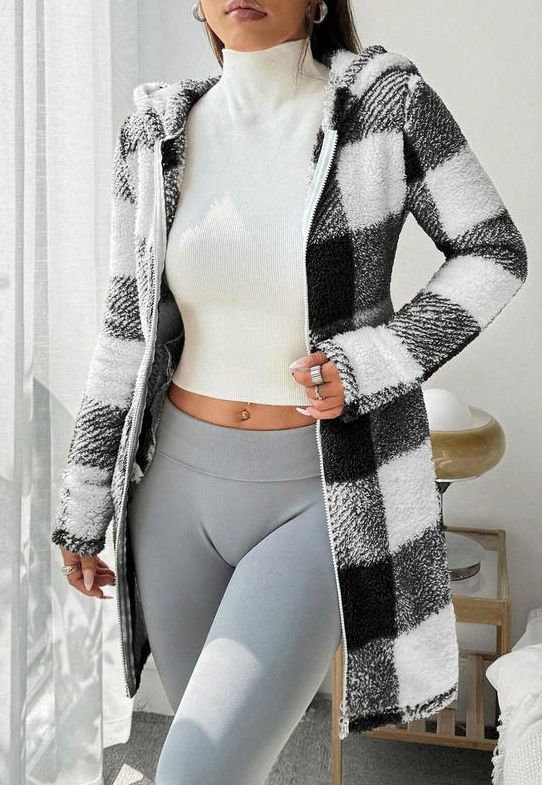 Cozy Check Hooded Coat