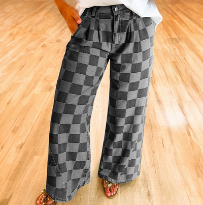 Checker Denim Chic Jeans