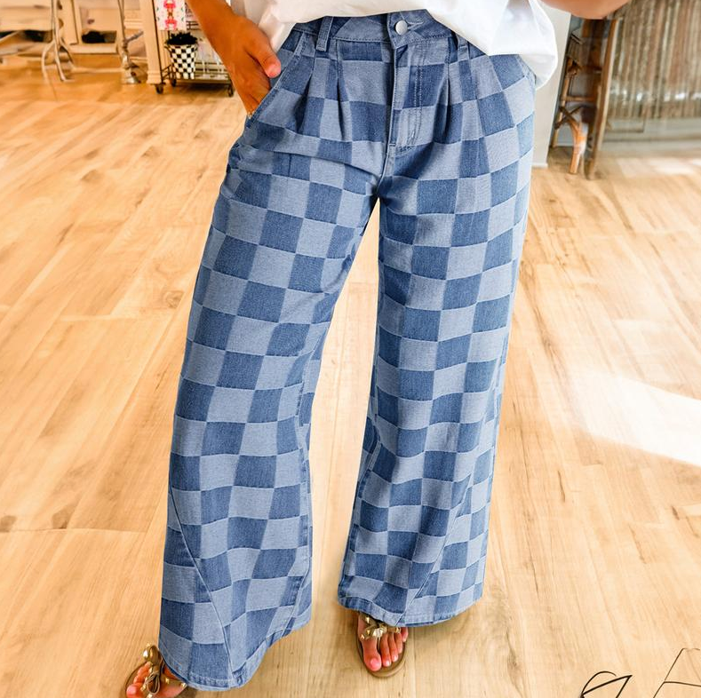 Checker Denim Chic Jeans