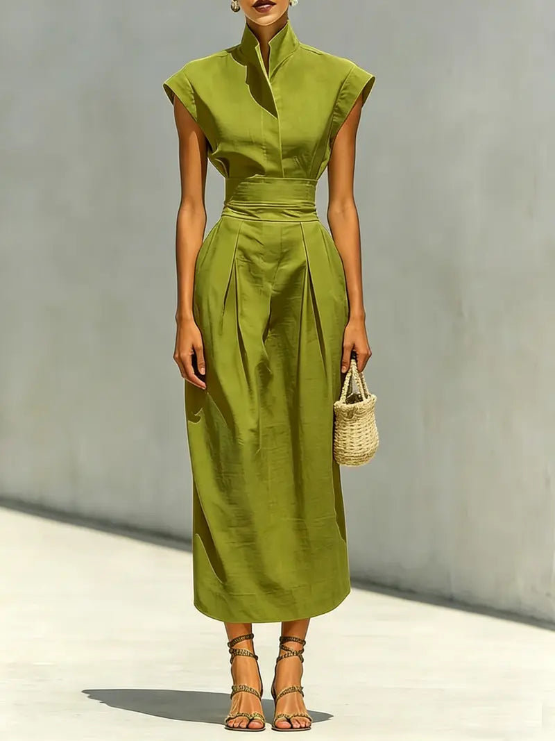 aurelia midi dress Aurelia Satin V-Neck Midi Dress